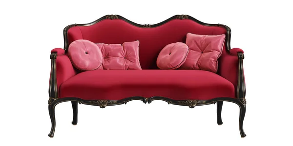 经典的沙发在红色 黑色和金色的颜色隔离在白色背景 数字插图 — 图库照片