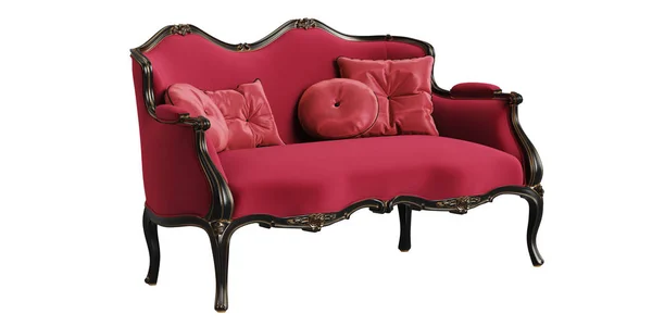 经典的沙发在红色 黑色和金色的颜色隔离在白色背景 数字插图 — 图库照片