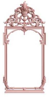 Klasik çerçeve süsleme dekor beyaz arka plan üzerinde izole pastel pembe renkte ile. Dijital illüstrasyon. 3D render