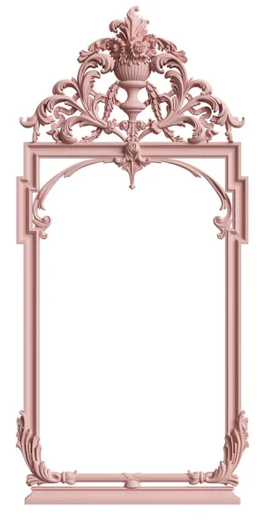 Dísz Dekor Pasztell Rózsaszín Színű Elszigetelt Fehér Background Klasszikus Keretet — Stock Fotó
