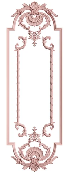 Классическая Рамка Орнаментом Декора Пастельно Розовый Цвет Изолированы Белом Фоне — стоковое фото
