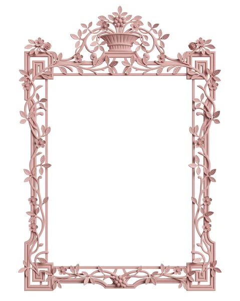 Cornice Classica Con Ornamento Colore Rosa Pastello Isolato Sfondo Bianco — Foto Stock