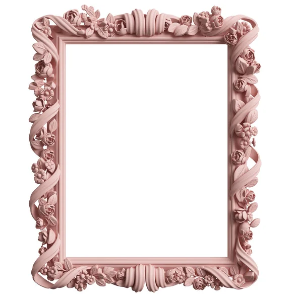 Moldura Clássica Com Decoração Ornamento Cor Rosa Pastel Isolado Fundo — Fotografia de Stock