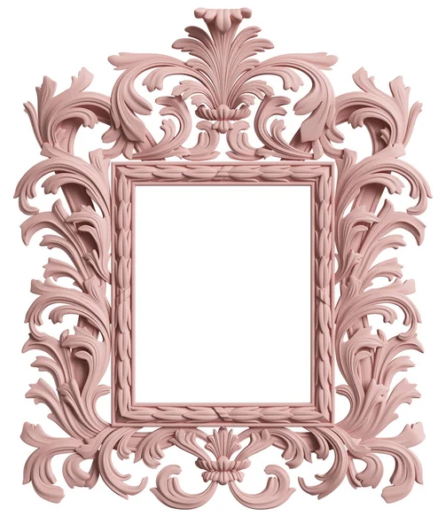 Moldura Clássica Com Decoração Ornamento Cor Rosa Pastel Isolado Fundo — Fotografia de Stock