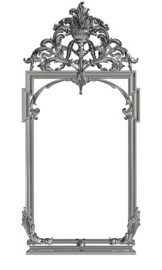 Klasik metal çerçeve süsleme dekor beyaz arka plan üzerinde izole ile. Dijital illüstrasyon. 3D render