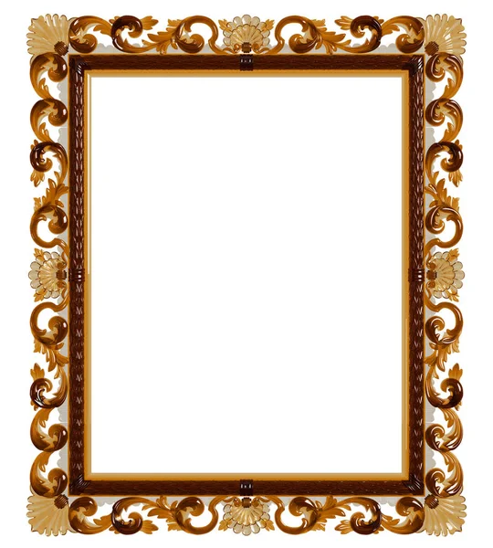 Klassischer Rahmen Mit Ornamentdekor Aus Gelbem Glas Isoliert Auf Weißem — Stockfoto