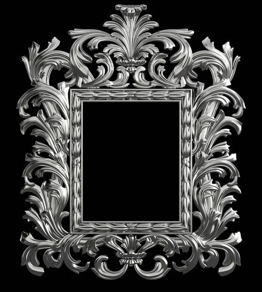 黒の背景に分離された飾り装飾が施されたクラシック メタル フレーム デジタル イラストです レンダリング — ストック写真