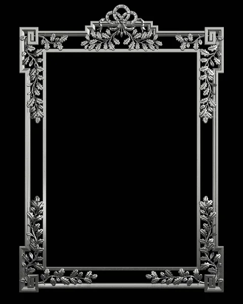 Klasyczne Metalowe Ramki Urządzone Ornament Białym Czarnym Tle Cyfrowy Ilustracja — Zdjęcie stockowe