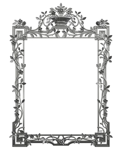 Classic Metall Frame Ornament Decor Isolated White Background Digital Illustration — Stock Photo, Image