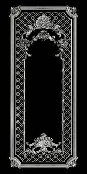 经典的元框架与装饰装饰隔离在黑色背景 数字插图 — 图库照片