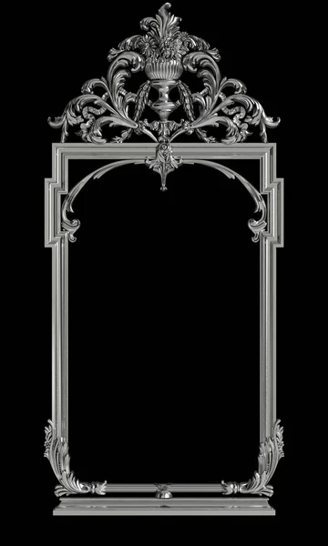 Classic Metall Frame Ornament Decor Isolated Black Background Digital Illustration — Stock Photo, Image
