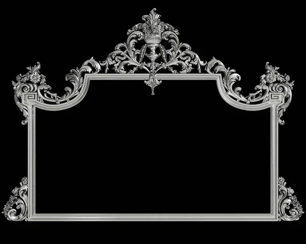 Klasyczne Metalowe Ramki Urządzone Ornament Białym Czarnym Tle Cyfrowy Ilustracja — Zdjęcie stockowe