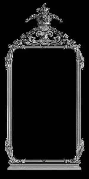 Klassieke Metall Frame Met Ornament Decor Geïsoleerd Zwarte Achtergrond Digitale — Stockfoto