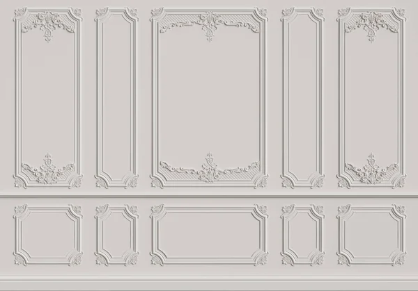 Kalıplar ile klasik iç duvar. Dijital illustration.3d işleme