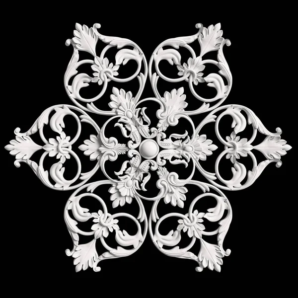 Classic White Frame Ornament Decor Isolated Dark Grey Background Digital — Stock Photo, Image