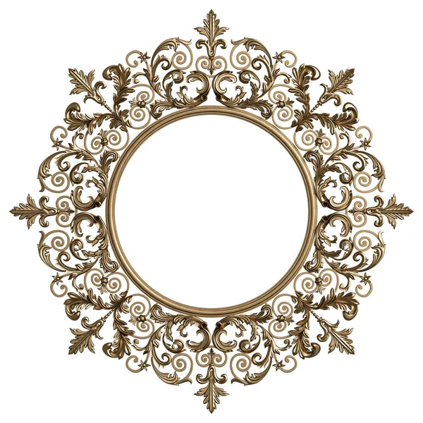 Класична Золота Кругла Рамка Орнаментом Ізольована Білому Тлі Цифрова Ілюстрація — стокове фото