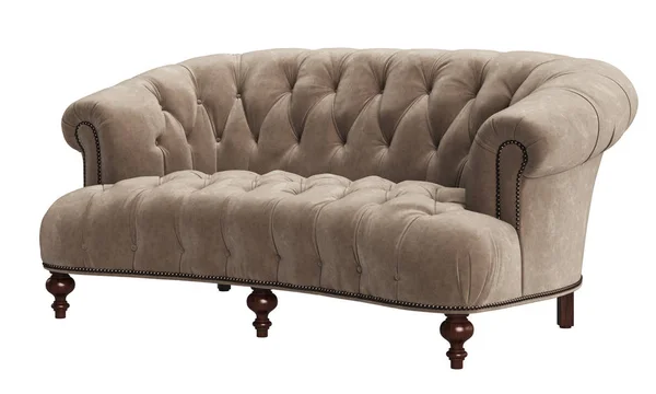 Klassisk tuftade soffa isolerad på vit bakgrund. Digitala illustr — Stockfoto