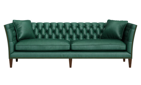 Classic tufted sofa isolated on white background.Digital illustr