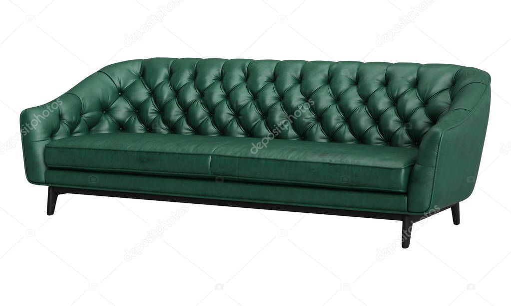 Classic tufted sofa isolated on white background.Digital illustr
