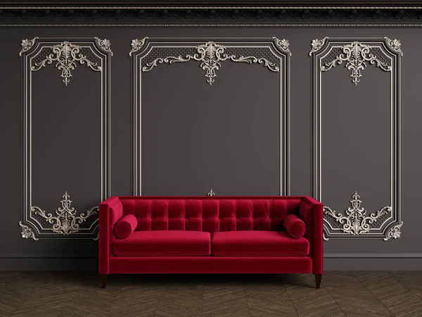 Sofá clássico no interior clássico com espaço de cópia — Fotografia de Stock