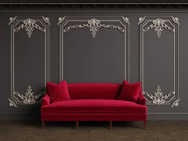 Klassisk soffa i klassisk inredning med kopia utrymme — Stockfoto