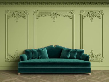 Kopya alanı ile klasik iç klasik kanepe. Yeşil Gama