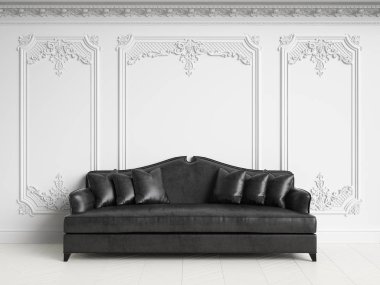 Kopya alanı ile klasik iç klasik kanepe. Siyah ve Whit