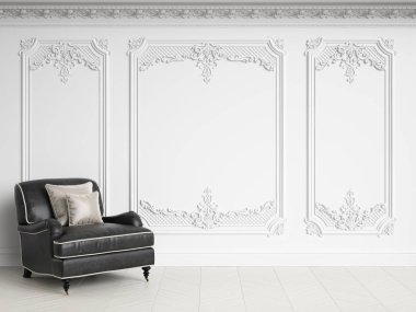 Kopya alanı ile klasik iç klasik koltuk. Siyah ve 