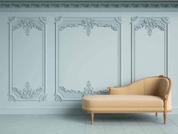 Classic sofa in classic interior with copy space. Patel gamma