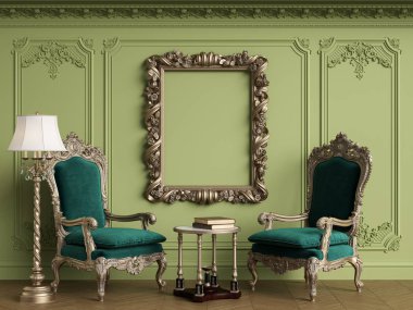 Boş klasik çerçeve o ile klasik iç klasik koltuklar