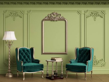 Boş klasik çerçeve o ile klasik iç klasik koltuklar