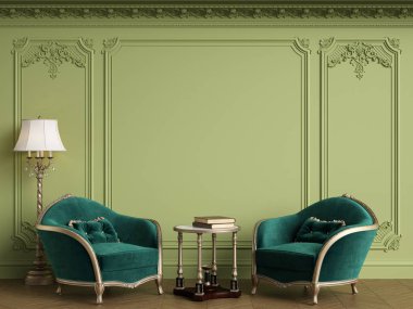 Boş klasik çerçeve o ile klasik iç klasik koltuklar