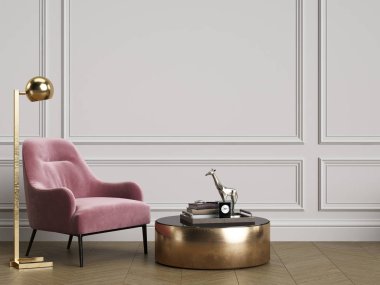 Pembe koltuk ve zemin lambası ile Cassic iç