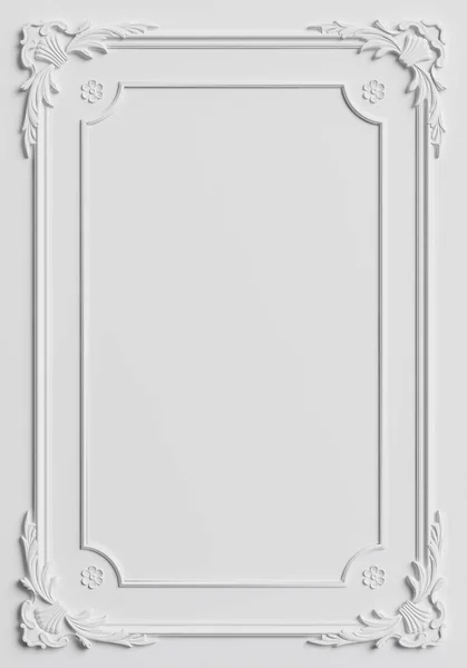 Klassiek frame met ornament decor op witte muur — Stockfoto