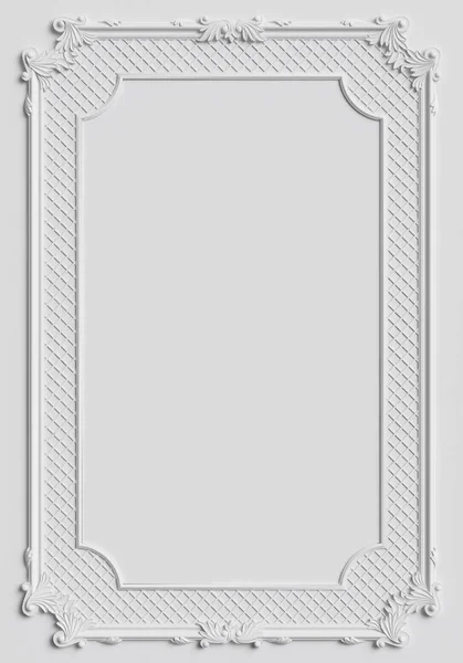 Klassiek frame met ornament decor op witte muur — Stockfoto