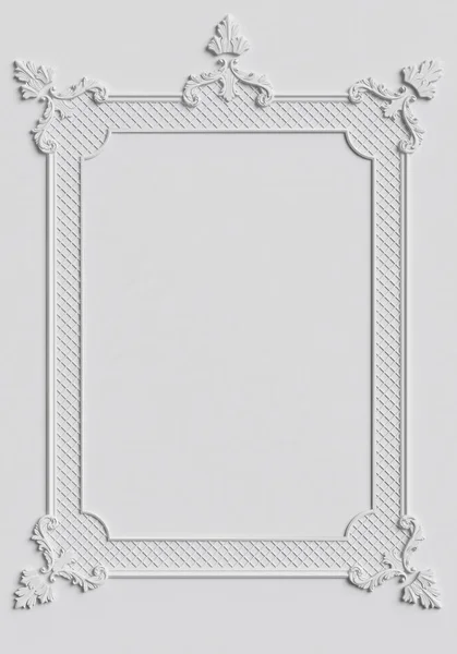 Классическая рамка с орнаментом на белой стене — стоковое фото