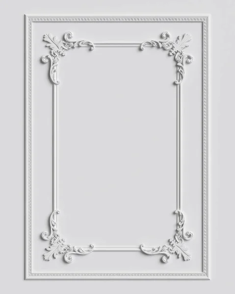 Klassischer Rahmen mit Ornamentdekor an weißer Wand — Stockfoto