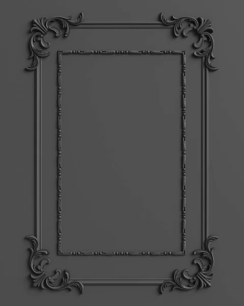 Klassiek frame met ornament decor op witte muur — Stockfoto