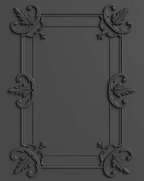 Classic frame with ornament decor on white wall — Stock Photo, Image