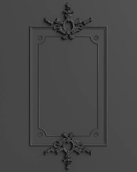 Classic frame with ornament decor on white wall — Stock Photo, Image