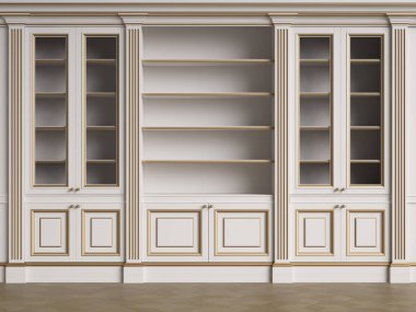 Klasik kütüphane dolabı 3d render