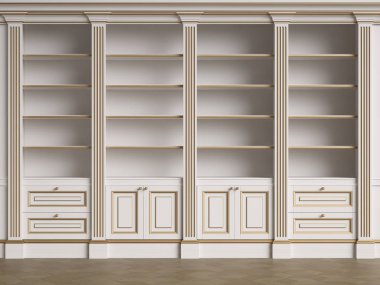 Klasik kütüphane dolabı 3d render