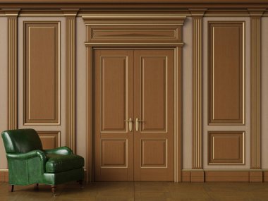 Kopya alanı olan ahşap kaloriferli klasik iç mekan