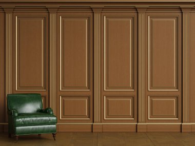 Kopya alanı olan ahşap kaloriferli klasik iç mekan