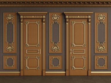 Kopya alanı olan ahşap kaloriferli klasik iç mekan