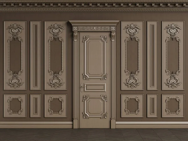 Κλασικό εσωτερικό με ξύλινη boiserie με αντιγραφή χώρου — Φωτογραφία Αρχείου