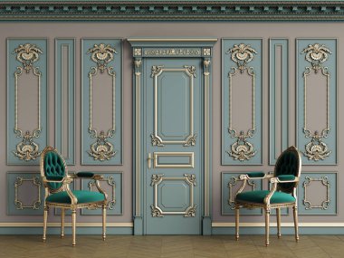 Kopya alanı olan klasik oymacı sandalyeleri