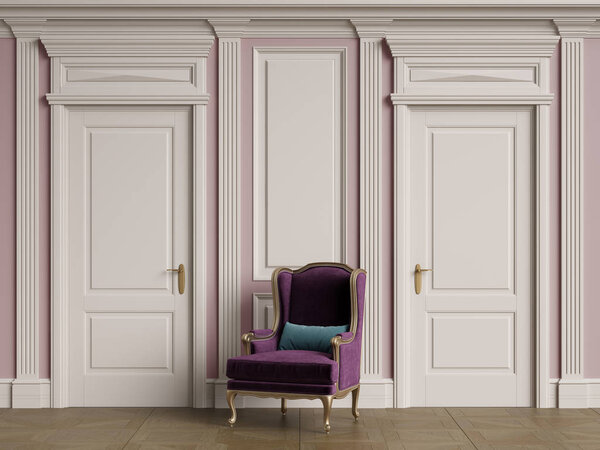 Classic chair in interior with copy space