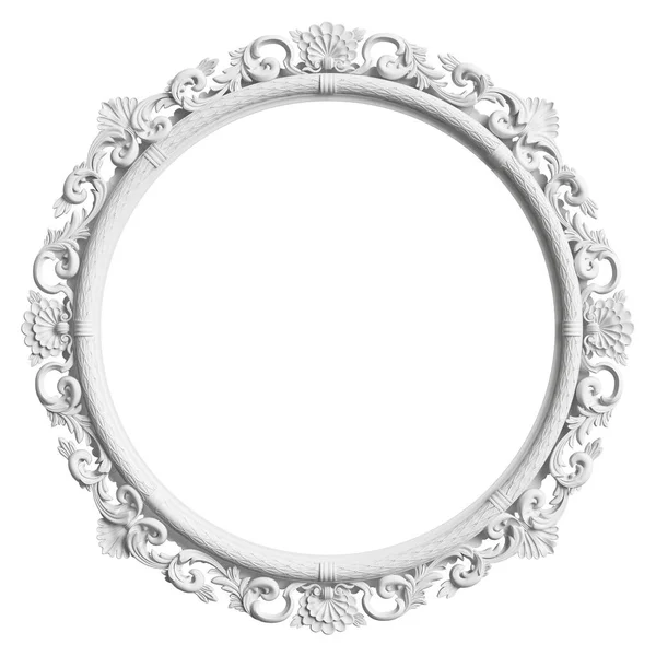 Klassiek Wit Frame Met Ornament Decor Geïsoleerd Witte Achtergrond Digitale — Stockfoto