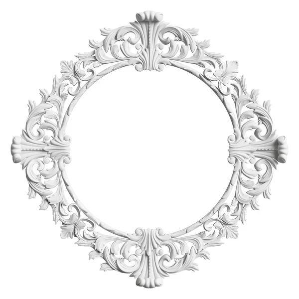 Klassiek Wit Frame Met Ornament Decor Geïsoleerd Witte Achtergrond Digitale — Stockfoto